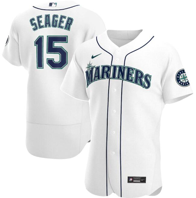 Men's Seattle Mariners #15 Kyle Seager White MLB Flex Base Stitched jersey Men's Seattle Mariners #15 Kyle Seager White MLB Flex Base Stitched jersey