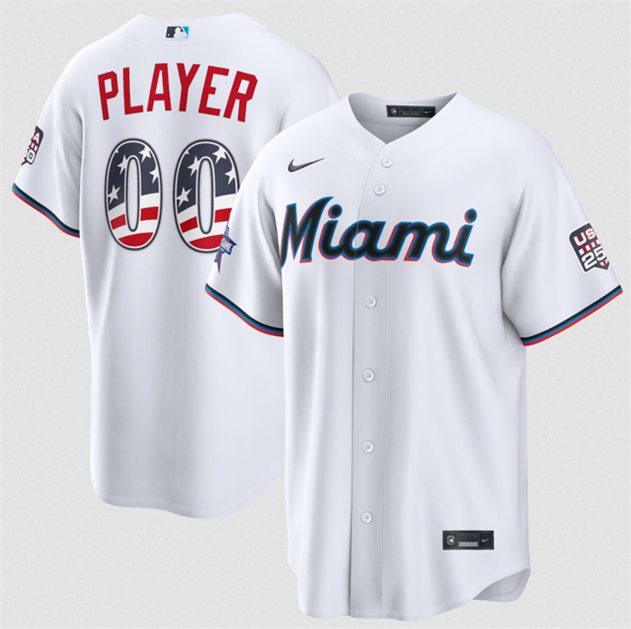 Men's Miami Marlins Active Player Custom White 2026 All-Star Edition Stars & Stripes Stadium Pick-A-Player Stitched Baseball Jersey