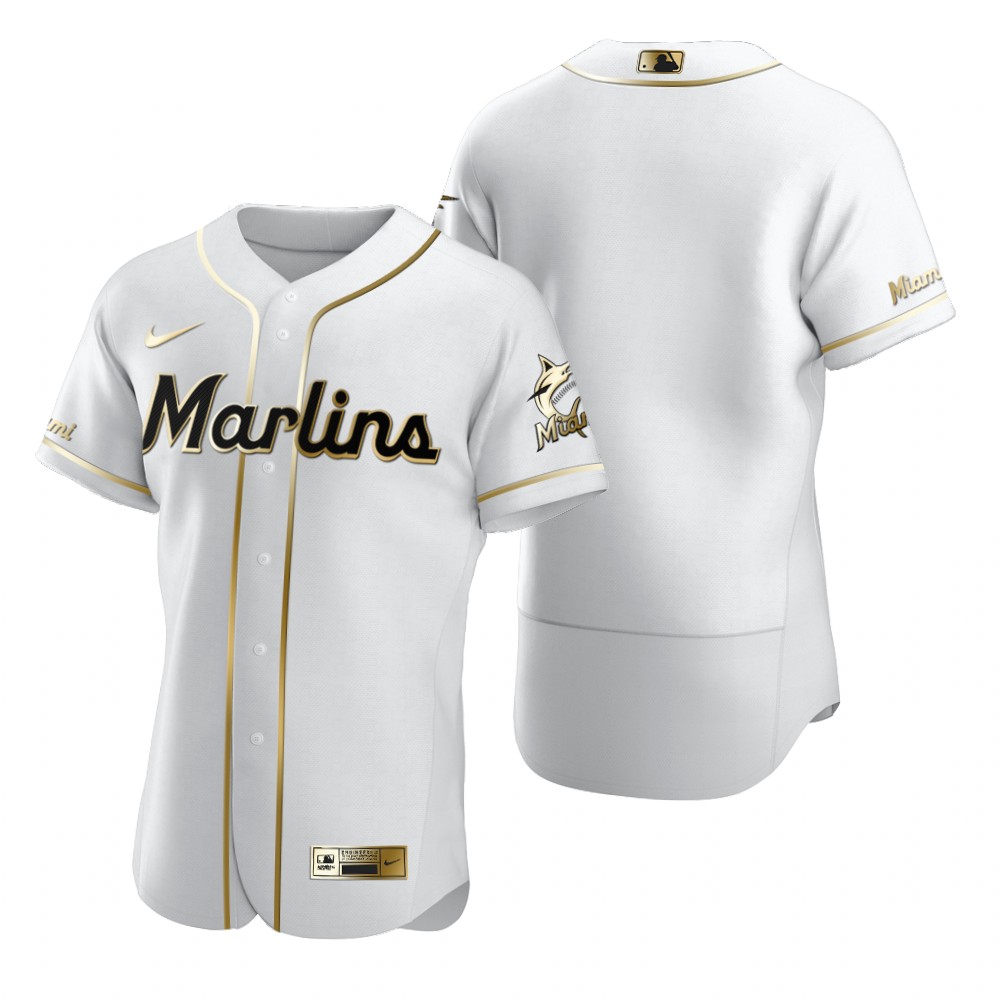 Miami Marlins Blank White Nike Men's Authentic Golden Edition MLB Jersey Miami Marlins Blank White Nike Men's Authentic Golden Edition MLB Jersey