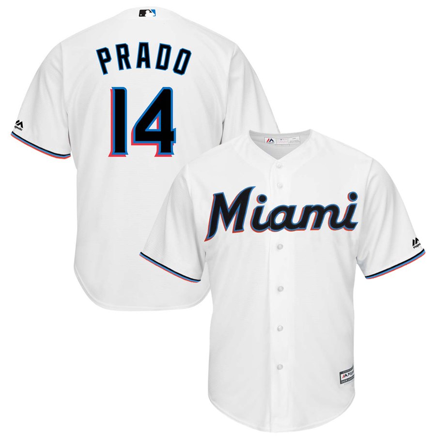 Miami Marlins #14 Martin Prado Majestic Home 2019 Cool Base Player Jersey White Miami Marlins #14 Martin Prado Majestic Home 2019 Cool Base Player Jersey White