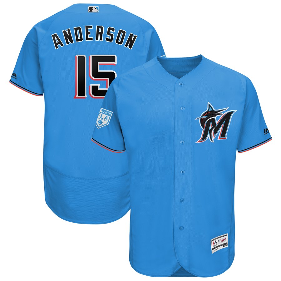 Marlins #15 Brian Anderson Blue 2019 Spring Training Flex Base Stitched MLB Jersey Marlins #15 Brian Anderson Blue 2019 Spring Training Flex Base Stitched MLB Jersey