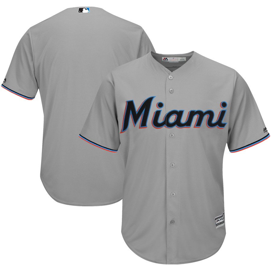 Miami Marlins Majestic 2019 Official Cool Base Gray Stitched MLB Jersey Miami Marlins Majestic 2019 Official Cool Base Gray Stitched MLB Jersey