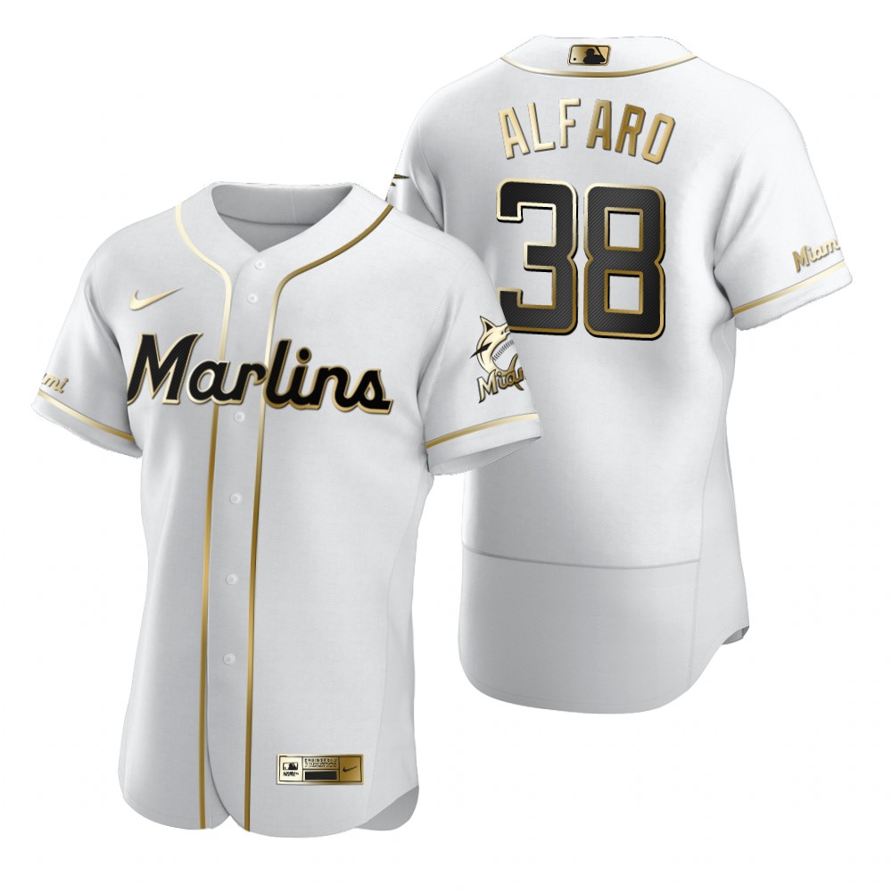 Miami Marlins #38 Jorge Alfaro White Nike Men's Authentic Golden Edition MLB Jersey Miami Marlins #38 Jorge Alfaro White Nike Men's Authentic Golden Edition MLB Jersey