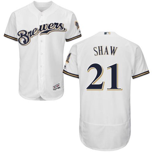 Brewers #21 Travis Shaw White Flexbase Authentic Collection Stitched MLB Jersey Brewers #21 Travis Shaw White Flexbase Authentic Collection Stitched MLB Jersey