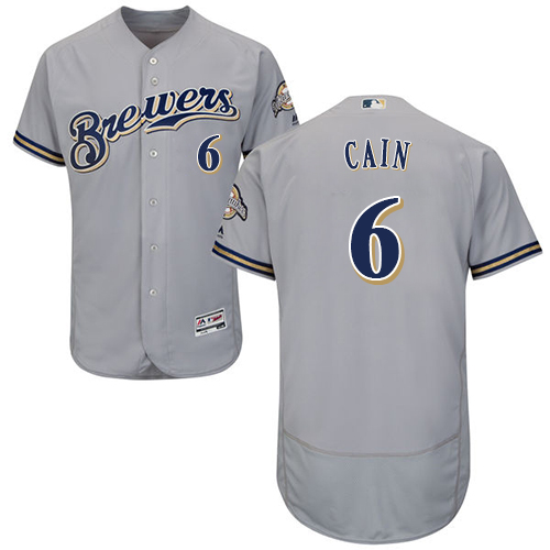 Brewers #6 Lorenzo Cain Grey Flexbase Authentic Collection Stitched MLB Jersey Brewers #6 Lorenzo Cain Grey Flexbase Authentic Collection Stitched MLB Jersey