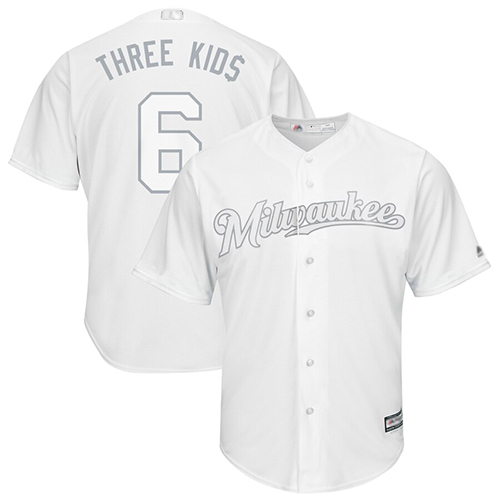 Brewers #6 Lorenzo Cain White "Three Kids" Players Weekend Cool Base Stitched MLB Jersey Brewers #6 Lorenzo Cain White "Three Kids" Players Weekend Cool Base Stitched MLB Jersey
