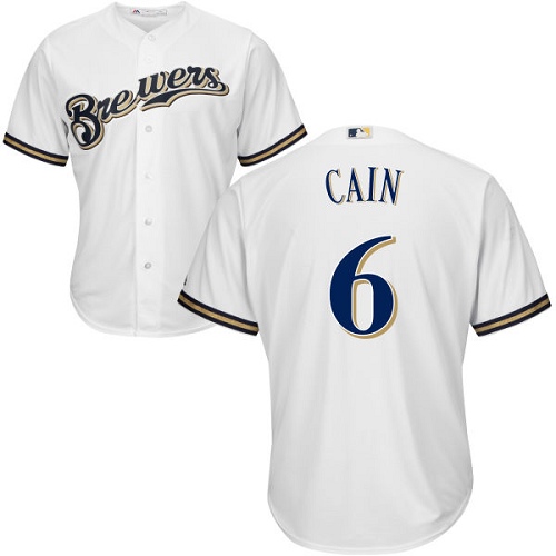 Brewers #6 Lorenzo Cain White New Cool Base Stitched MLB Jersey Brewers #6 Lorenzo Cain White New Cool Base Stitched MLB Jersey