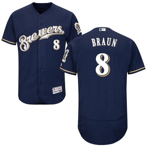 Brewers #8 Ryan Braun Navy Blue Flexbase Authentic Collection Stitched MLB Jersey Brewers #8 Ryan Braun Navy Blue Flexbase Authentic Collection Stitched MLB Jersey