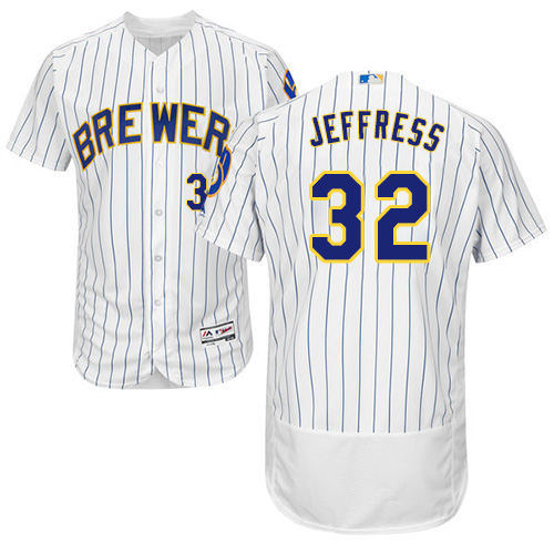 Brewers #32 Jeremy Jeffress White Strip Flexbase Authentic Collection Stitched MLB Jersey Brewers #32 Jeremy Jeffress White Strip Flexbase Authentic Collection Stitched MLB Jersey