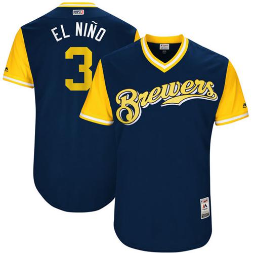 Brewers #3 Orlando Arcia Navy 