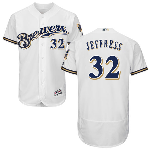 Brewers #32 Jeremy Jeffress White Flexbase Authentic Collection Stitched MLB Jersey Brewers #32 Jeremy Jeffress White Flexbase Authentic Collection Stitched MLB Jersey