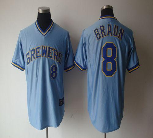 Brewers #8 Ryan Braun Light Blue Cooperstown Stitched MLB Jersey Brewers #8 Ryan Braun Light Blue Cooperstown Stitched MLB Jersey