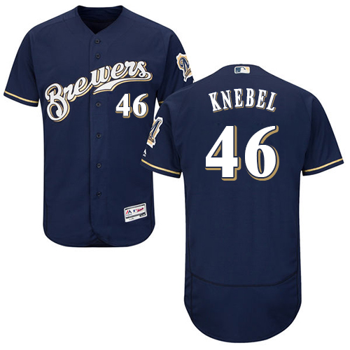 Brewers #46 Corey Knebel Navy Blue Flexbase Authentic Collection Stitched MLB Jersey Brewers #46 Corey Knebel Navy Blue Flexbase Authentic Collection Stitched MLB Jersey