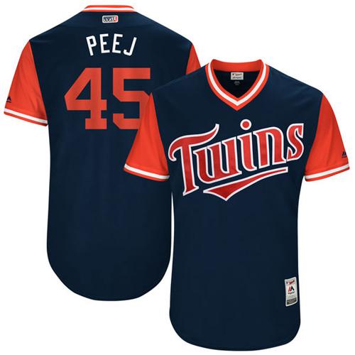 Twins #45 Phil Hughes Navy 