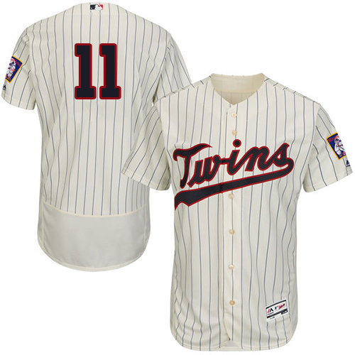 Twins #11 Jorge Polanco Cream Strip Flexbase Authentic Collection Stitched MLB Jersey Twins #11 Jorge Polanco Cream Strip Flexbase Authentic Collection Stitched MLB Jersey