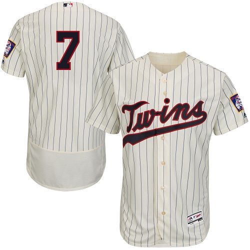 Twins #7 Joe Mauer Cream Strip Flexbase Authentic Collection Stitched MLB Jersey Twins #7 Joe Mauer Cream Strip Flexbase Authentic Collection Stitched MLB Jersey