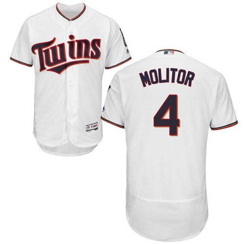 Twins #4 Paul Molitor White Flexbase Authentic Collection Stitched MLB Jersey Twins #4 Paul Molitor White Flexbase Authentic Collection Stitched MLB Jersey