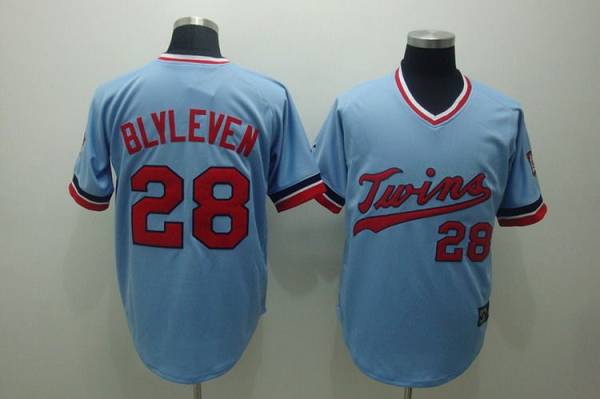 Mitchelland Ness Twins #28 Bert Blyleven Stitched Light Blue Throwback MLB Jersey Mitchelland Ness Twins #28 Bert Blyleven Stitched Light Blue Throwback MLB Jersey