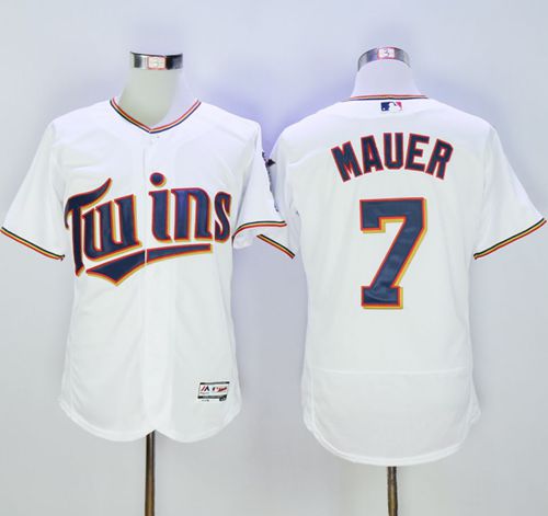 Twins #7 Joe Mauer White Flexbase Authentic Collection Stitched MLB Jersey Twins #7 Joe Mauer White Flexbase Authentic Collection Stitched MLB Jersey