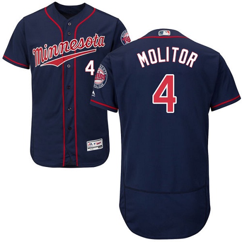 Twins #4 Paul Molitor Navy Blue Flexbase Authentic Collection Stitched MLB Jersey Twins #4 Paul Molitor Navy Blue Flexbase Authentic Collection Stitched MLB Jersey
