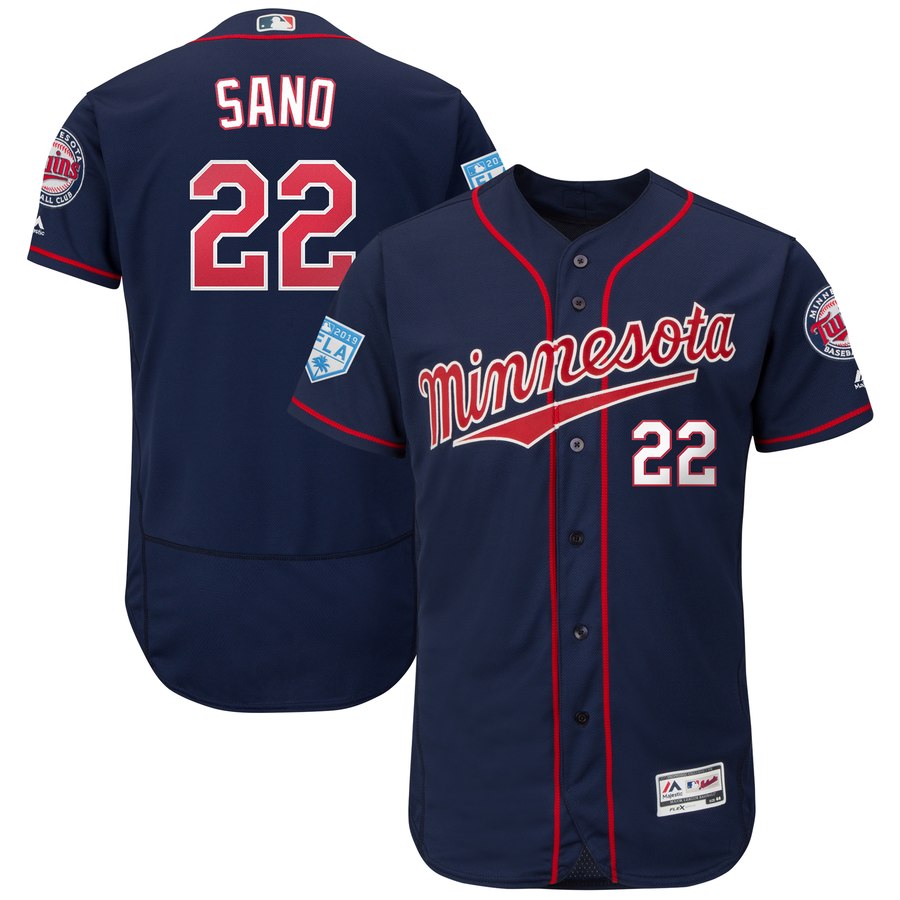 Twins #22 Miguel Sano Navy 2019 Spring Training Flex Base Stitched MLB Jersey Twins #22 Miguel Sano Navy 2019 Spring Training Flex Base Stitched MLB Jersey