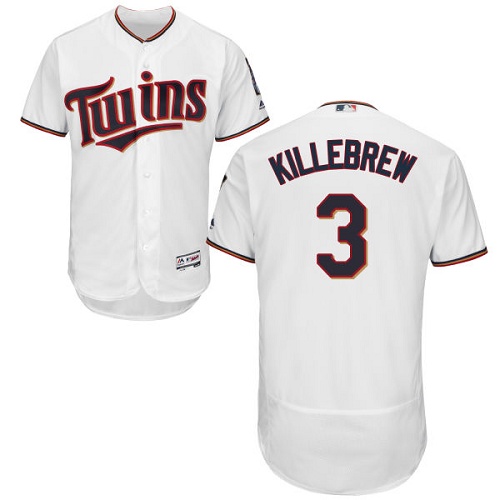Twins #3 Harmon Killebrew White Flexbase Authentic Collection Stitched MLB Jersey Twins #3 Harmon Killebrew White Flexbase Authentic Collection Stitched MLB Jersey