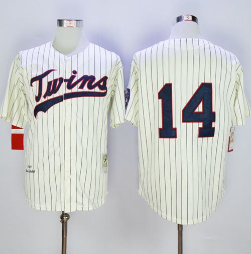 Mitchell And Ness 1969 Twins #14 Kent Hrbek Cream Strip Throwback Stitched MLB Jersey Mitchell And Ness 1969 Twins #14 Kent Hrbek Cream Strip Throwback Stitched MLB Jersey