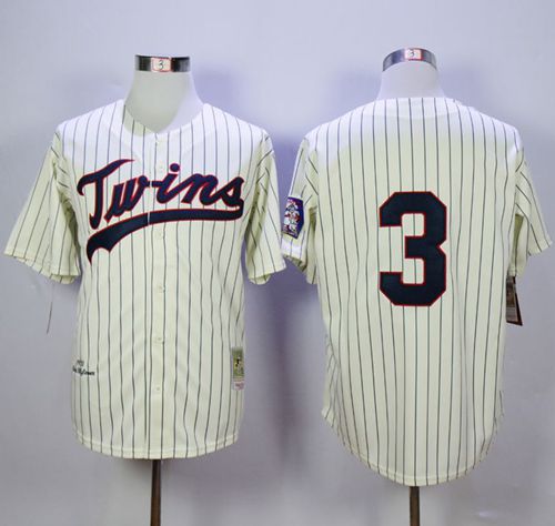 Mitchell and Ness Twins #3 Harmon Killebrew Cream Black Strip Stitched MLB Jersey Mitchell and Ness Twins #3 Harmon Killebrew Cream Black Strip Stitched MLB Jersey