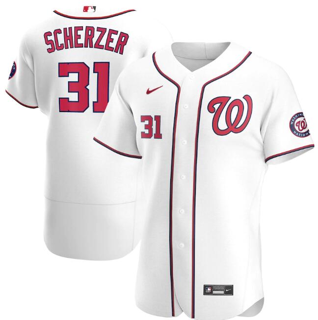 Men's Washington Nationals #31 Max Scherzer White MLB Flex Base Stitched Jersey Men's Washington Nationals #31 Max Scherzer White MLB Flex Base Stitched Jersey