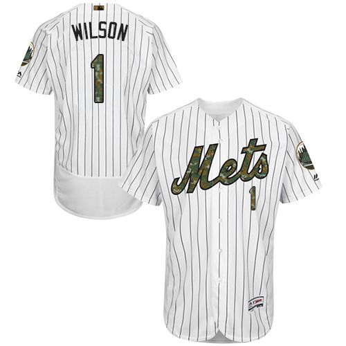 Mets #1 Mookie Wilson White(Blue Strip) Flexbase Authentic Collection Memorial Day Stitched MLB Jersey Mets #1 Mookie Wilson White(Blue Strip) Flexbase Authentic Collection Memorial Day Stitched MLB Jersey