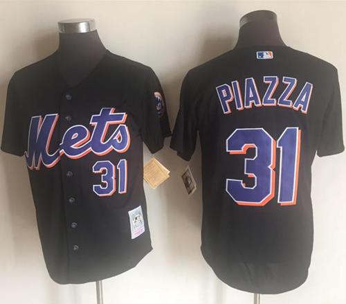 Mitchell And Ness 2000 Mets #31 Mike Piazza Black Throwback Stitched MLB Jersey Mitchell And Ness 2000 Mets #31 Mike Piazza Black Throwback Stitched MLB Jersey