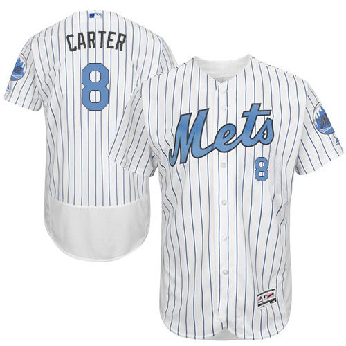 Mets #8 Gary Carter White(Blue Strip) Flexbase Authentic Collection Father's Day Stitched MLB Jersey Mets #8 Gary Carter White(Blue Strip) Flexbase Authentic Collection Father's Day Stitched MLB Jersey