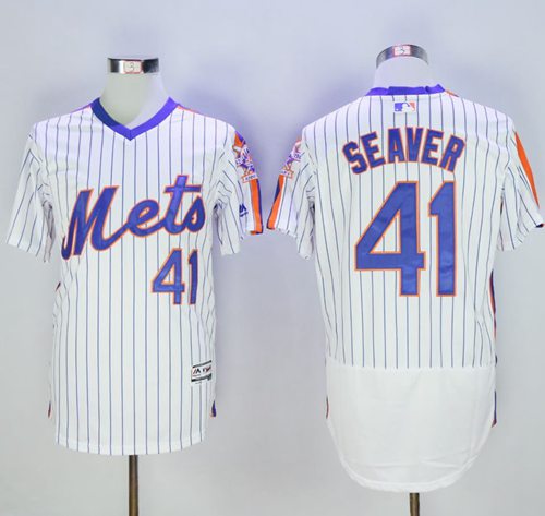 Mets #41 Tom Seaver White(Blue Strip) Flexbase Authentic Collection Alternate Stitched MLB Jersey Mets #41 Tom Seaver White(Blue Strip) Flexbase Authentic Collection Alternate Stitched MLB Jersey