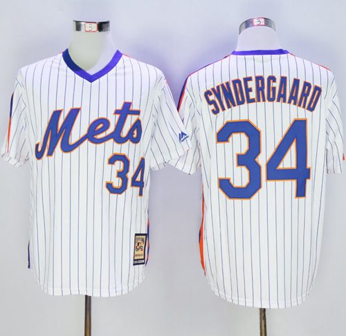 Mets #34 Noah Syndergaard White(Blue Strip) Cooperstown Stitched MLB Jersey Mets #34 Noah Syndergaard White(Blue Strip) Cooperstown Stitched MLB Jersey