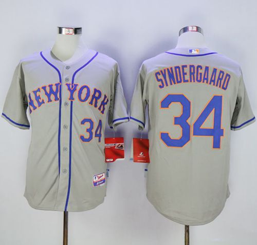 Mets #34 Noah Syndergaard Grey Road Cool Base Stitched MLB Jersey Mets #34 Noah Syndergaard Grey Road Cool Base Stitched MLB Jersey