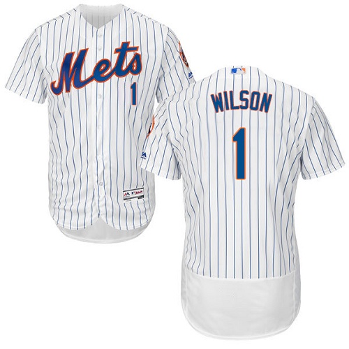 Mets #1 Mookie Wilson White(Blue Strip) Flexbase Authentic Collection Stitched MLB Jersey Mets #1 Mookie Wilson White(Blue Strip) Flexbase Authentic Collection Stitched MLB Jersey
