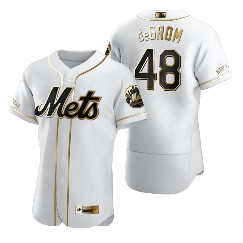 New York Mets #48 Jacob DeGrom White Nike Men's Authentic Golden Edition MLB Jersey New York Mets #48 Jacob DeGrom White Nike Men's Authentic Golden Edition MLB Jersey
