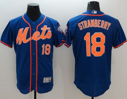 Mets #18 Darryl Strawberry Blue Flexbase Authentic Collection Stitched MLB Jersey Mets #18 Darryl Strawberry Blue Flexbase Authentic Collection Stitched MLB Jersey
