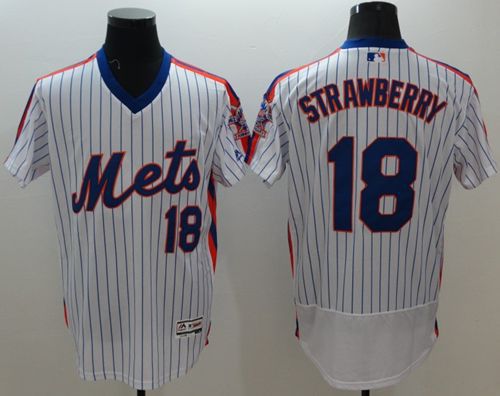 Mets #18 Darryl Strawberry White(Blue Strip) Flexbase Authentic Collection Alternate Stitched MLB Jersey Mets #18 Darryl Strawberry White(Blue Strip) Flexbase Authentic Collection Alternate Stitched MLB Jersey
