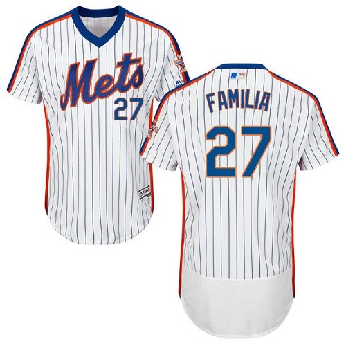 Mets #27 Jeurys Familia White(Blue Strip) Flexbase Authentic Collection Alternate Stitched MLB Jersey Mets #27 Jeurys Familia White(Blue Strip) Flexbase Authentic Collection Alternate Stitched MLB Jersey