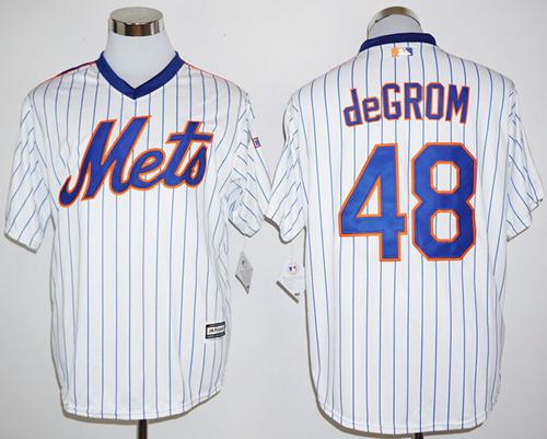 Mets #48 Jacob DeGrom White(Blue Strip) Cool Base Cooperstown 25TH Stitched MLB Jersey Mets #48 Jacob DeGrom White(Blue Strip) Cool Base Cooperstown 25TH Stitched MLB Jersey