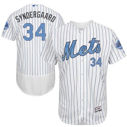 Mets #34 Noah Syndergaard White(Blue Strip) Flexbase Authentic Collection Father's Day Stitched MLB Jersey Mets #34 Noah Syndergaard White(Blue Strip) Flexbase Authentic Collection Father's Day Stitched MLB Jersey