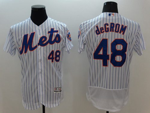 Mets #48 Jacob DeGrom White(Blue Strip) Flexbase Authentic Collection Stitched MLB Jersey Mets #48 Jacob DeGrom White(Blue Strip) Flexbase Authentic Collection Stitched MLB Jersey