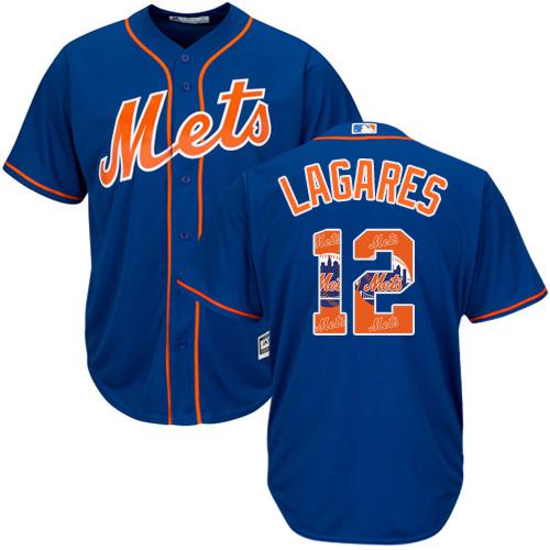 Mets #12 Juan Lagares Blue Team Logo Fashion Stitched MLB Jersey Mets #12 Juan Lagares Blue Team Logo Fashion Stitched MLB Jersey