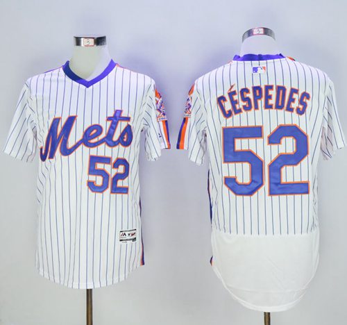 Mets #52 Yoenis Cespedes White(Blue Strip) Flexbase Authentic Collection Alternate Stitched MLB Jersey Mets #52 Yoenis Cespedes White(Blue Strip) Flexbase Authentic Collection Alternate Stitched MLB Jersey