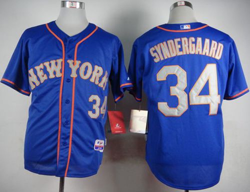 Mets #34 Noah Syndergaard Blue(Grey NO.) Alternate Road Cool Base Stitched MLB Jersey Mets #34 Noah Syndergaard Blue(Grey NO.) Alternate Road Cool Base Stitched MLB Jersey