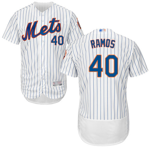 Mets #40 Wilson Ramos White(Blue Strip) Flexbase Authentic Collection Stitched MLB Jersey Mets #40 Wilson Ramos White(Blue Strip) Flexbase Authentic Collection Stitched MLB Jersey