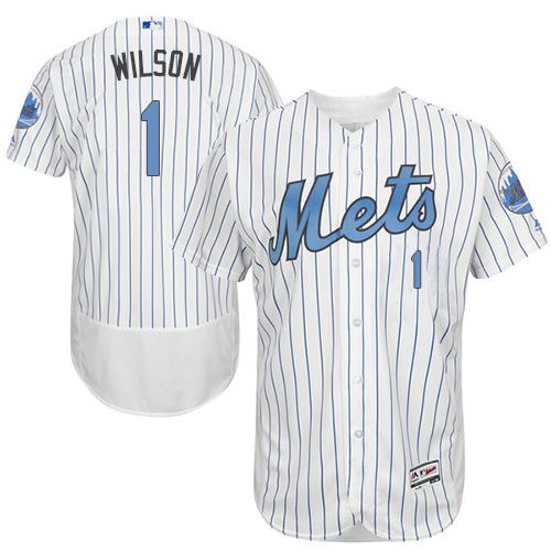 Mets #1 Mookie Wilson White(Blue Strip) Flexbase Authentic Collection Father's Day Stitched MLB Jersey Mets #1 Mookie Wilson White(Blue Strip) Flexbase Authentic Collection Father's Day Stitched MLB Jersey