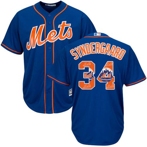 Mets #34 Noah Syndergaard Blue Team Logo Fashion Stitched MLB Jersey Mets #34 Noah Syndergaard Blue Team Logo Fashion Stitched MLB Jersey