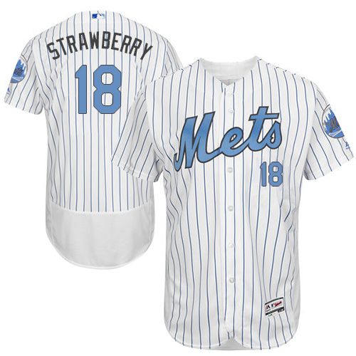 Mets #18 Darryl Strawberry White(Blue Strip) Flexbase Authentic Collection Father's Day Stitched MLB Jersey Mets #18 Darryl Strawberry White(Blue Strip) Flexbase Authentic Collection Father's Day Stitched MLB Jersey